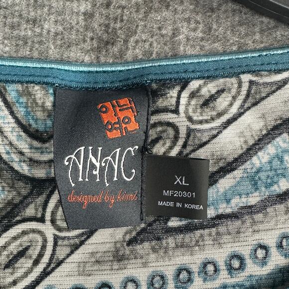 Anac By Kimi Graphic Printed Mesh Top Size XL Boho Art to Wear - Picture 4 of 7